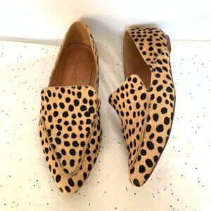 Madewell Women Frances Tan Black Dotted Calf Hair Skimmer Loafer Flat Size 6.5